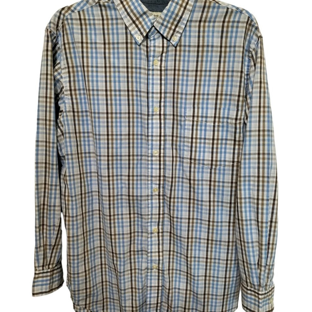 (M132) Haggar Clothing Wrinkle Resistant Button Front Long Sleeve Shirt Size M